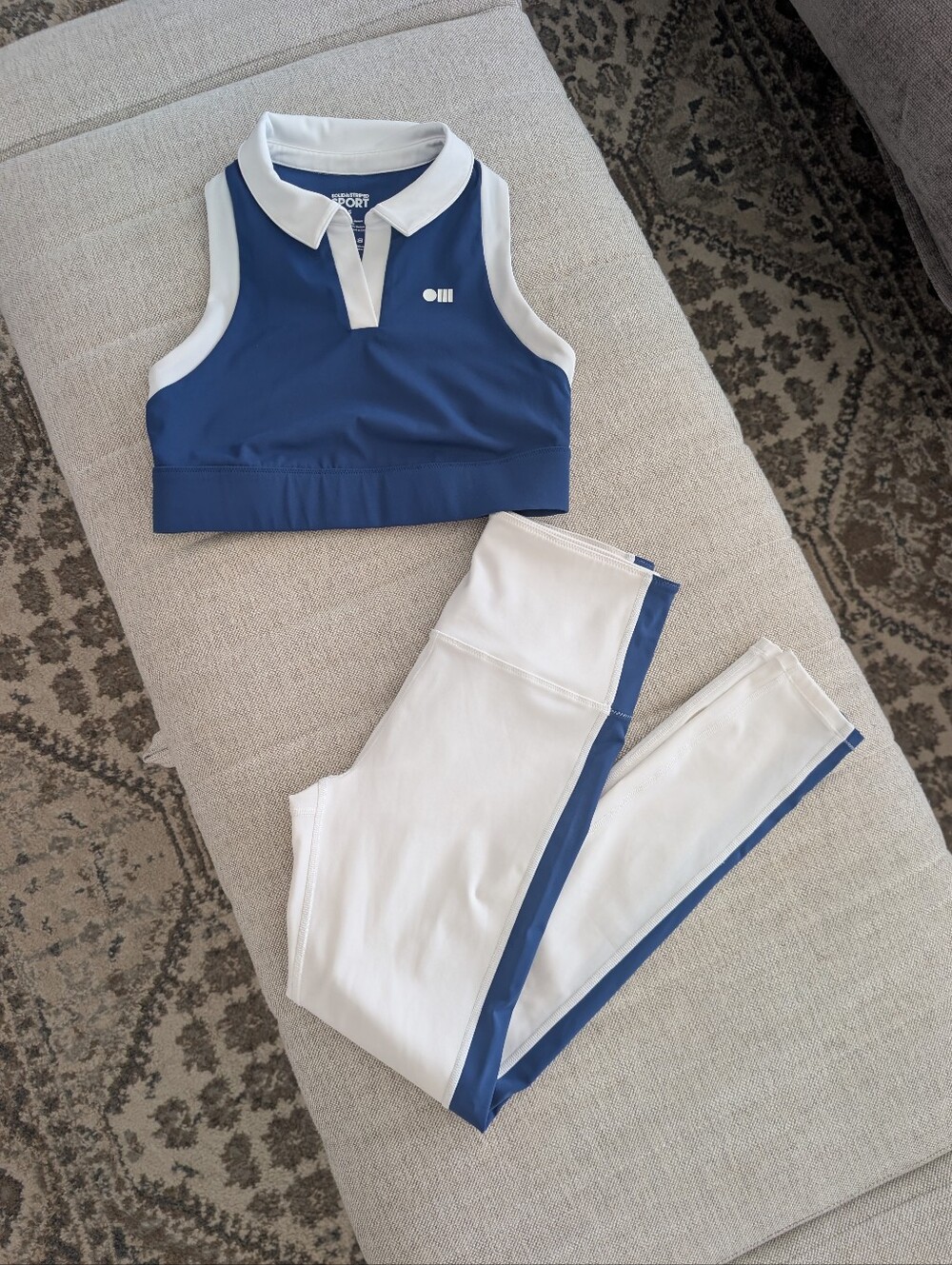 Solid & Striped Sport Activewear Set - Crop Top and Leggings Size S/XS